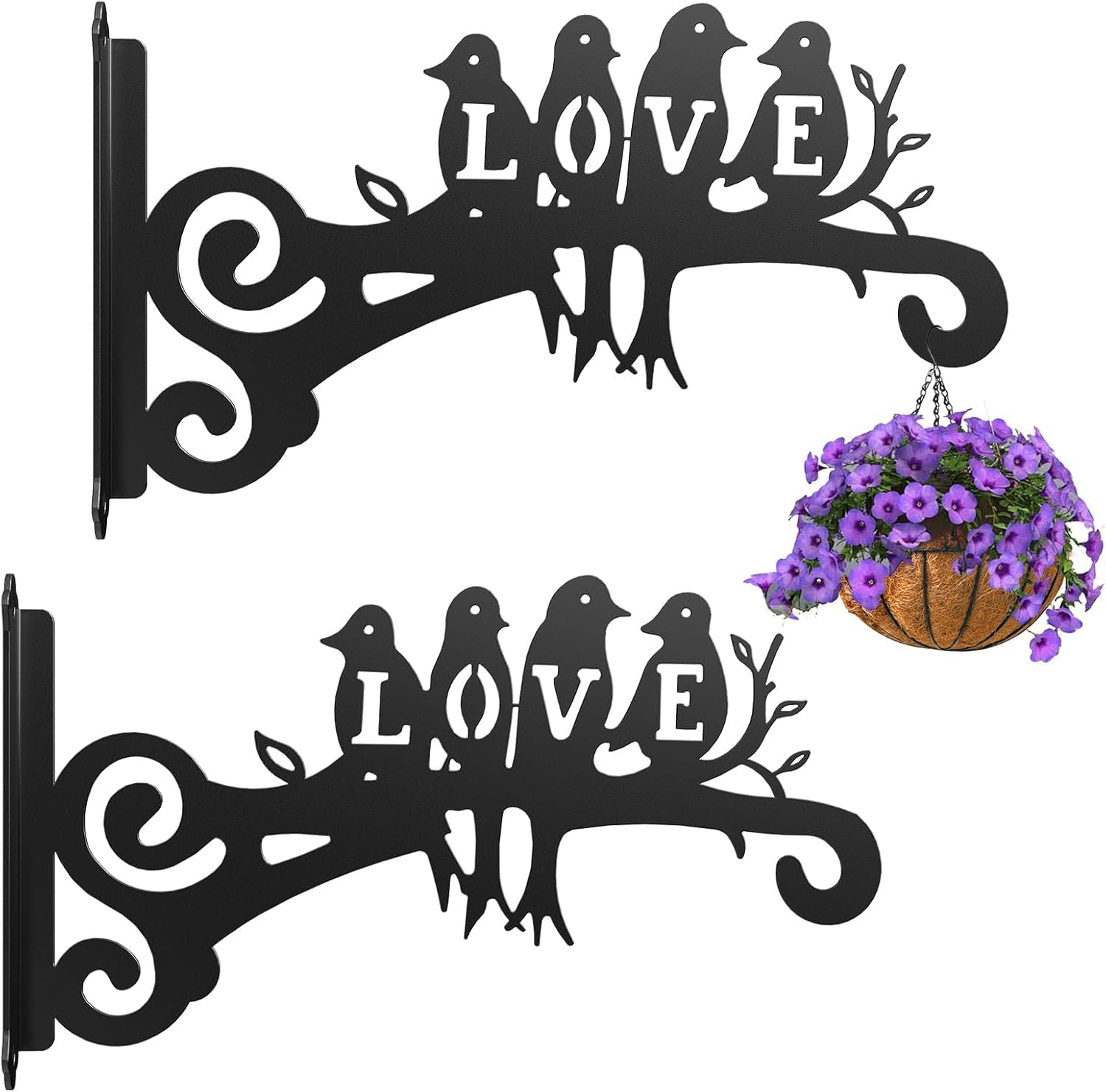 Set Mit 2 Metall-wandhaken Zum Aufhängen Von Pflanzen, Vogelfutterhäuschen, Laternen, Windspielen Sowie Zur Dekoration Von Garten Und Balkon.