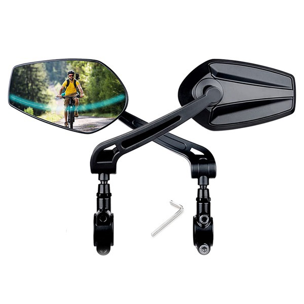 Fahrradrückspiegel (x2), Verbesserte Ausführung, Vibrationsdämpfend, Verlängerter Arm, Stoßdämpfende Rotation - Sicherheitszubehör Für Rennräder Und Mountainbikes