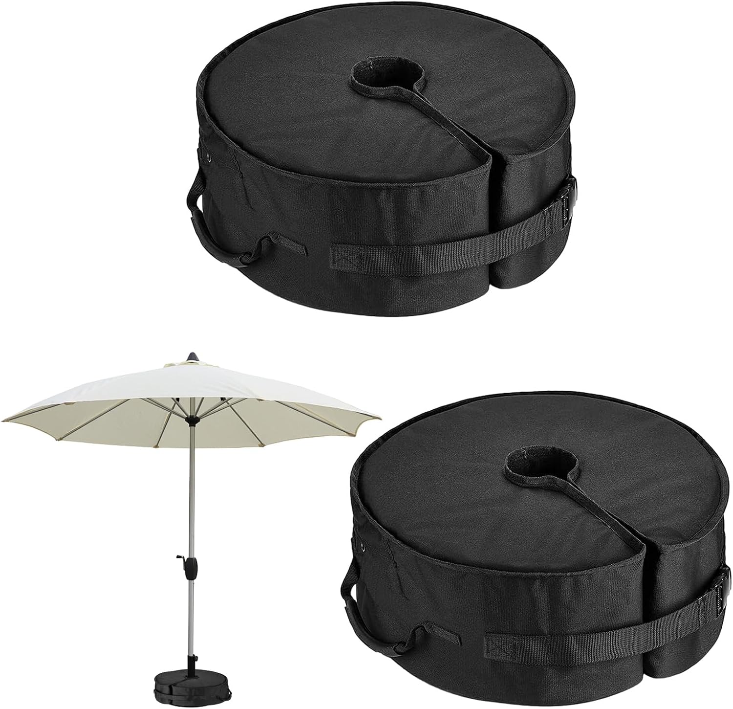 Set Mit 2 Sandsäcken Für Sonnenschirmständer, Hochbelastbare Sandsäcke Bis 40 Kg, Wetterfest, Mit Großer Öffnung