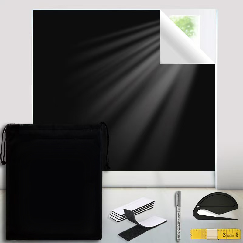 Verdunkelungsrollo Ohne Bohren, 300 X 145 Cm, Selbstklebend, 420d Oxford-gewebe, 100 % Verdunkelung, Tragbare Verdunkelungsfolie