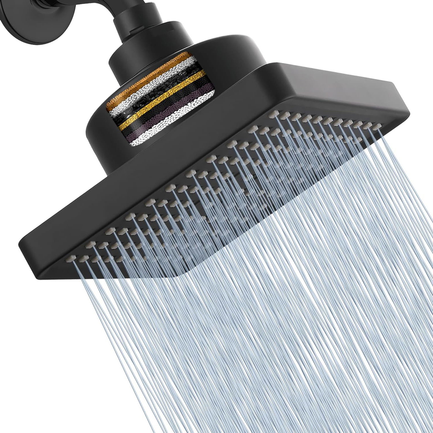 Tete De Douche Pluie Anti Calcaire, 15cm Tete De Douche Haute Pression, Pommeau De Douche Fixe, Pommeau Douche Pluie À Économie ​d'eau