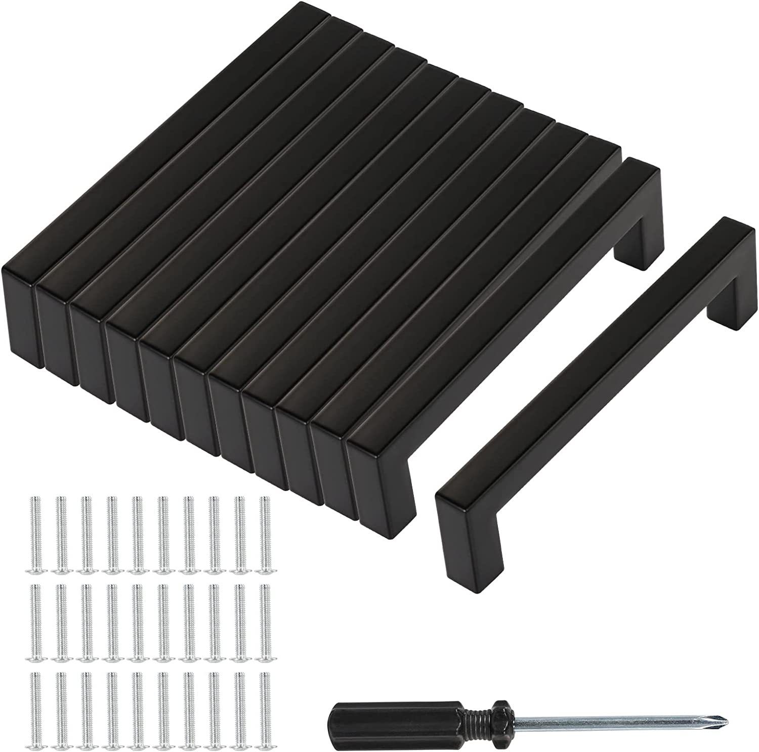 Küchenschrankgriff, 128 Mm Lochabstand, Schwarzer Edelstahl-küchenschranktürgriff, 12-teiliges Schubladengriff-set