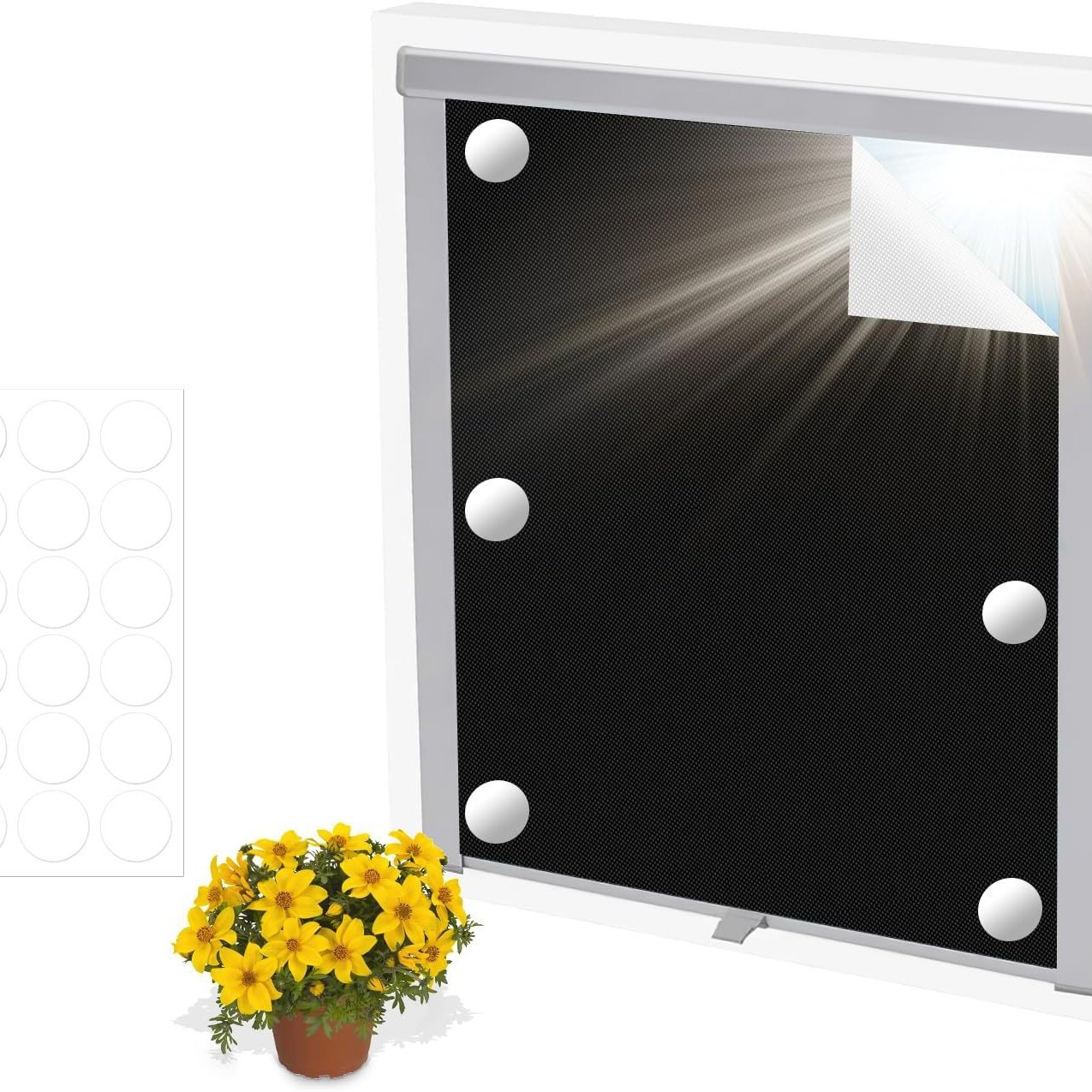Verdunkelungsrollo Ohne Bohren, 100 X 130 Cm, Selbstklebend, Aus Verdunkelndem Oxford-gewebe, Tragbare Verdunkelungsfolie