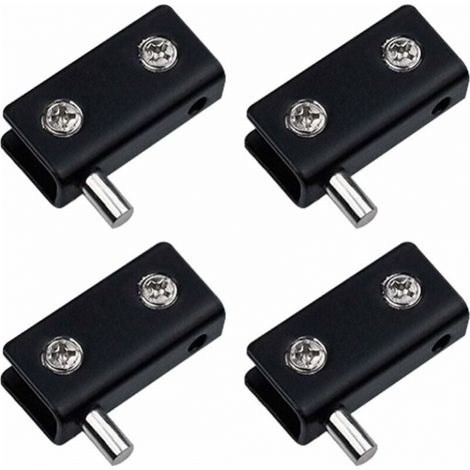 Set Mit 4 Rahmenlosen Drehbändern Für Glastüren – Schwarz – Türclips Aus Edelstahl Mit Verstellbarem Stift