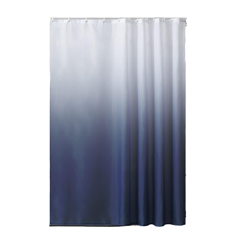 Maschinenwaschbarer Duschvorhang Aus Polyestergewebe, Schimmelresistent, Eleganter Badezimmervorhang Für Badewanne, Mit 12 Haken, Wasserdicht, Marineblauer Farbverlauf, 180 X 180 Cm