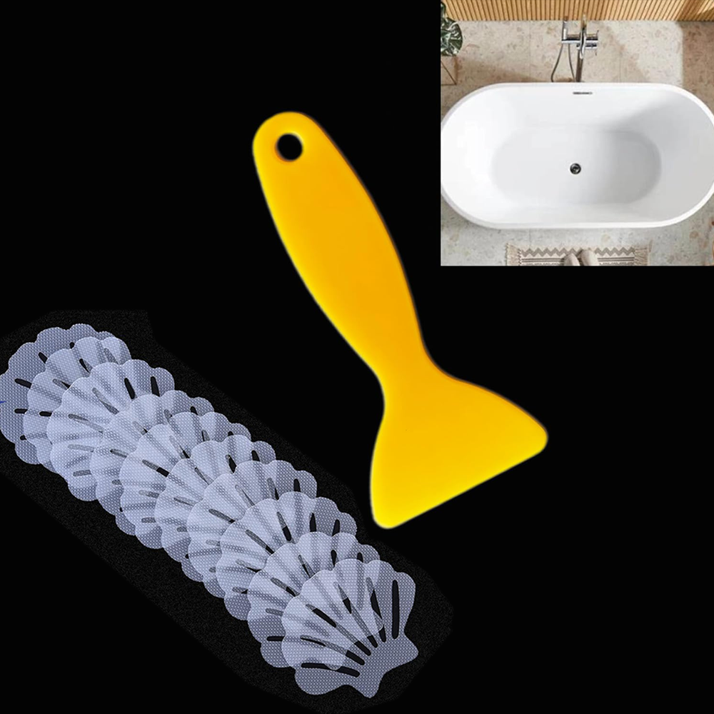 Rutschfeste Duschmatte, Selbstklebende Badewannenaufkleber Fürs Badezimmer – Transparent, 20 Stück, Rutschfester Streifen, Mit Kunststoffabzieher Für Bad Und Dusche, Peva-material, 8 X 7 Cm