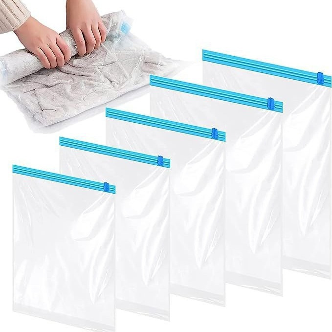 Set Mit 6 Vakuumbeuteln, 60 X 40 Cm, Manuelle Kompression Für Kleidung, Strapazierfähiges Pa + Pe, Optimale Feuchtigkeitsabdichtung