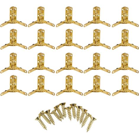 Set Mit 20 Mini-zierscharnieren Mit Goldenen Befestigungselementen