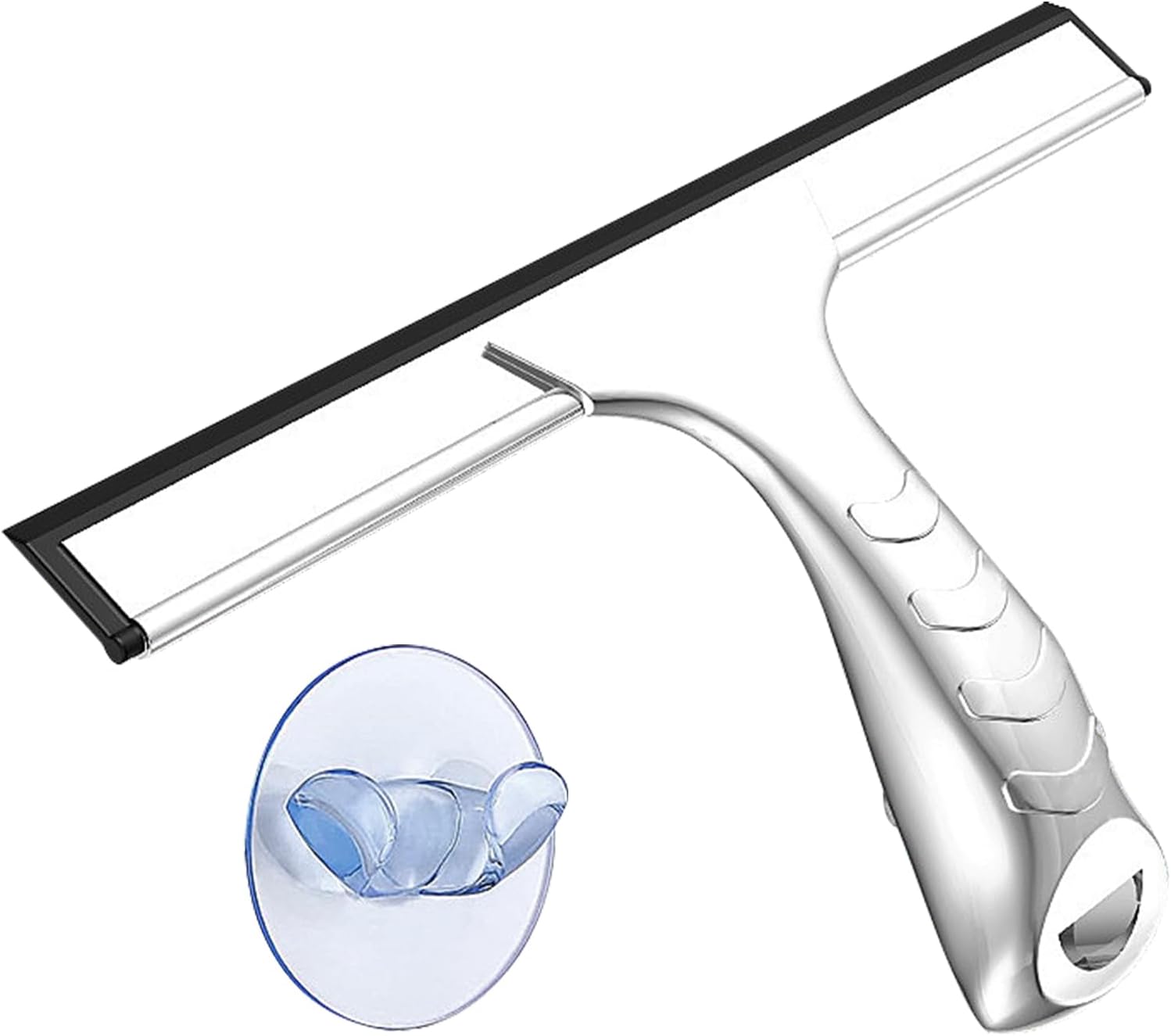 Edelstahl-duschabzieher Für Dusche, Badezimmer, Fliesen, Spiegel Und Fenster, Modernes, Elegantes Design, Rostfreies Silikon Mit Dickem, Ergonomischem Griff, 25 Cm (10 Zoll), Silber