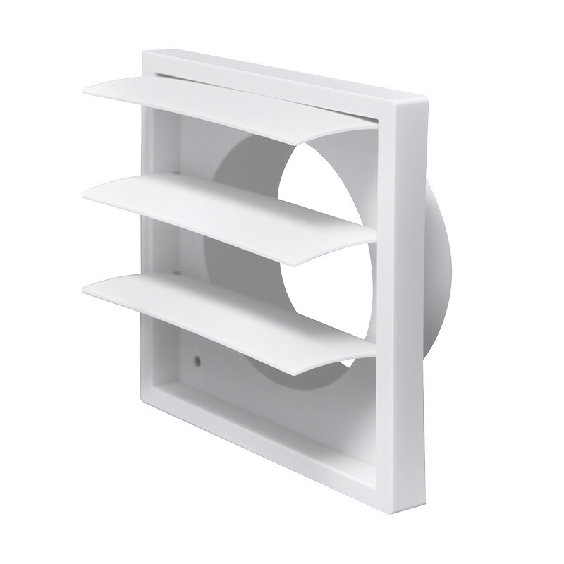1 Lüftungsgitter (weiß) Mit Einer Öffnung Von Ø 125 Mm, Mit Beweglicher Klappe, Lamellen Und Rückschlagventil. Hergestellt Aus Abs-kunststoff.