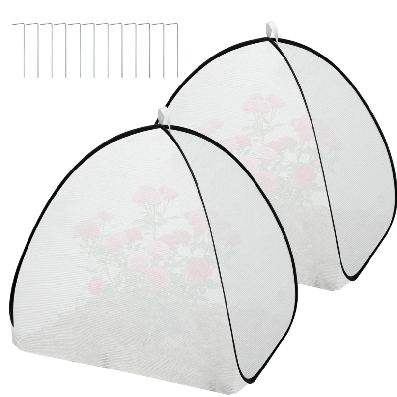 Set Mit 2 Wiederverwendbaren Netz-pflanzabdeckungen Für Gartenpflanzen – 56 Cm – Faltbar – Netzgewebe – Für Gartenpflanzen Und Gemüse