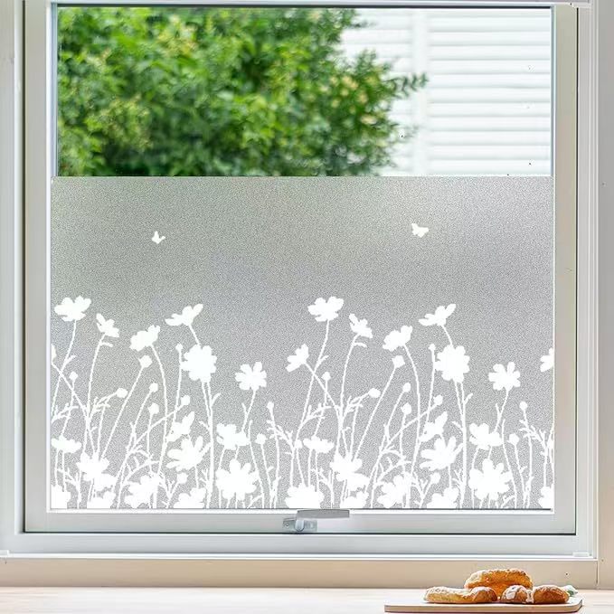 Sichtschutzfolie, Milchglas-fensterfolie Mit Blumenmuster, Guter Sichtschutz, Uv-schutz, Hitzeschutz, Elektrostatisch, Selbstklebend