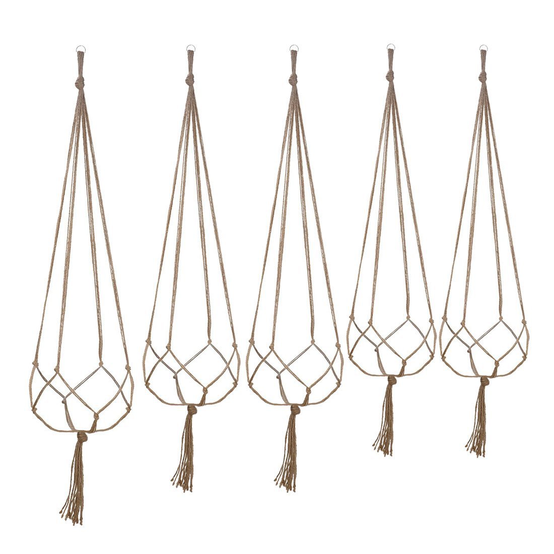 5er-set Makramee-hängeblumentöpfe, Hängeblumentopfhalter, Makramee-pflanzenhänger, Hängepflanzentopfhalter Aus Baumwollseil Zur Dekoration