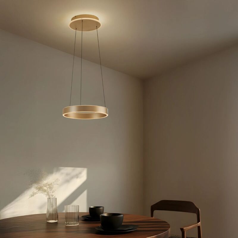 [neuwertig] B-ware Lucande Led Pendant Light Tindra, Ø 40 Cm, Gold, Dimmable