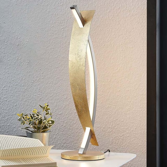 [gebraucht] B-ware Lucande Tischleuchte Lampe Marija Led Dimmbar Goldfarben 61,5cm Warmweiß