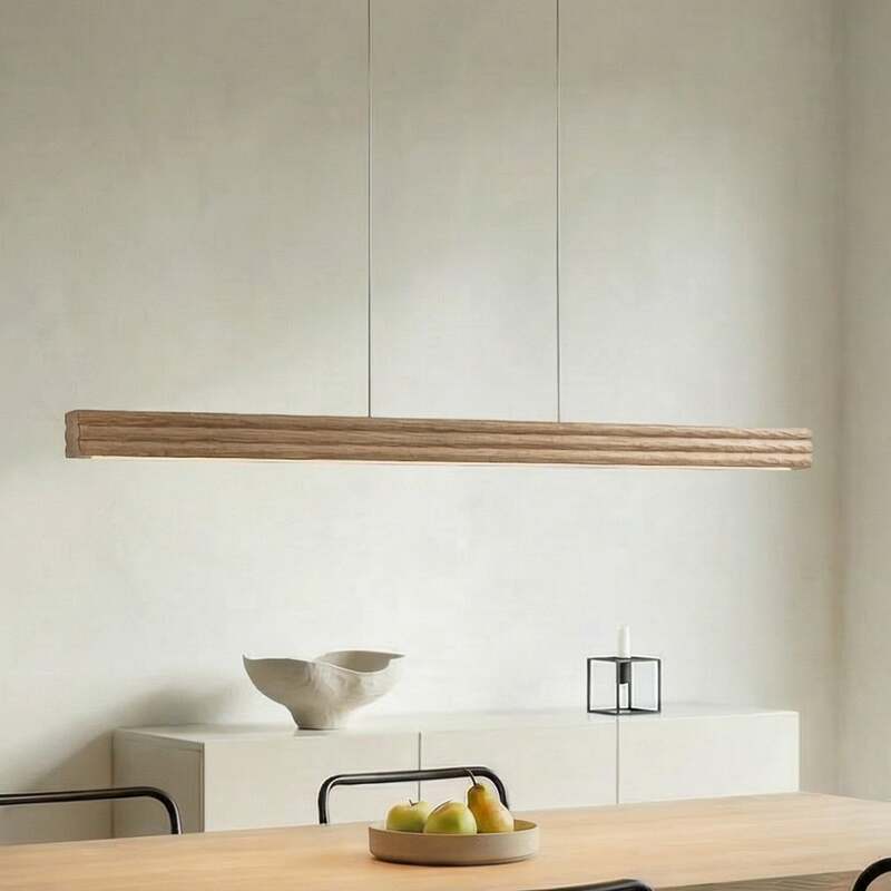 [neuwertig] B-ware Lucande Led Hängeleuchte Annetta Dimmbar Cct Holz Grau 117cm Touchdimmer 2700lm