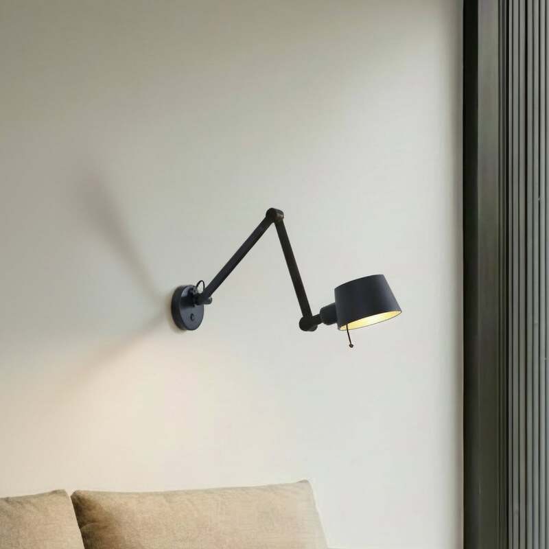 [neuwertig] B-ware Lucande Wandleuchte Wandlampe Silka Led Dimmbar Schwarz Gold Verstellbar 94cm