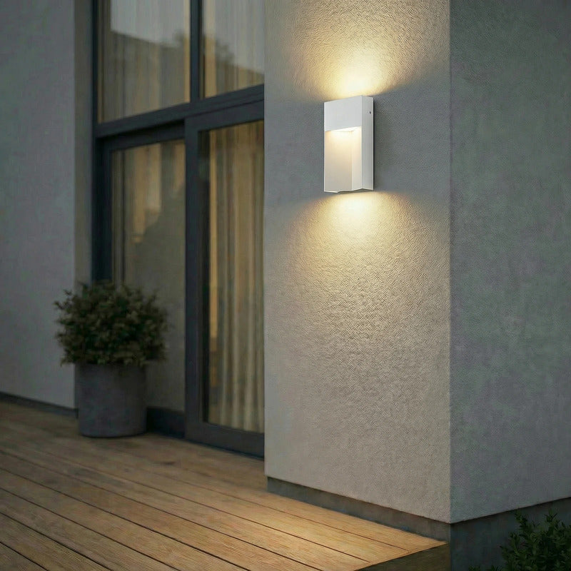 [gebraucht] B-ware Kaholo Led-außenwandleuchte Eckig Aluminium Ip44 Hellgrau Gartenlampe Leuchte