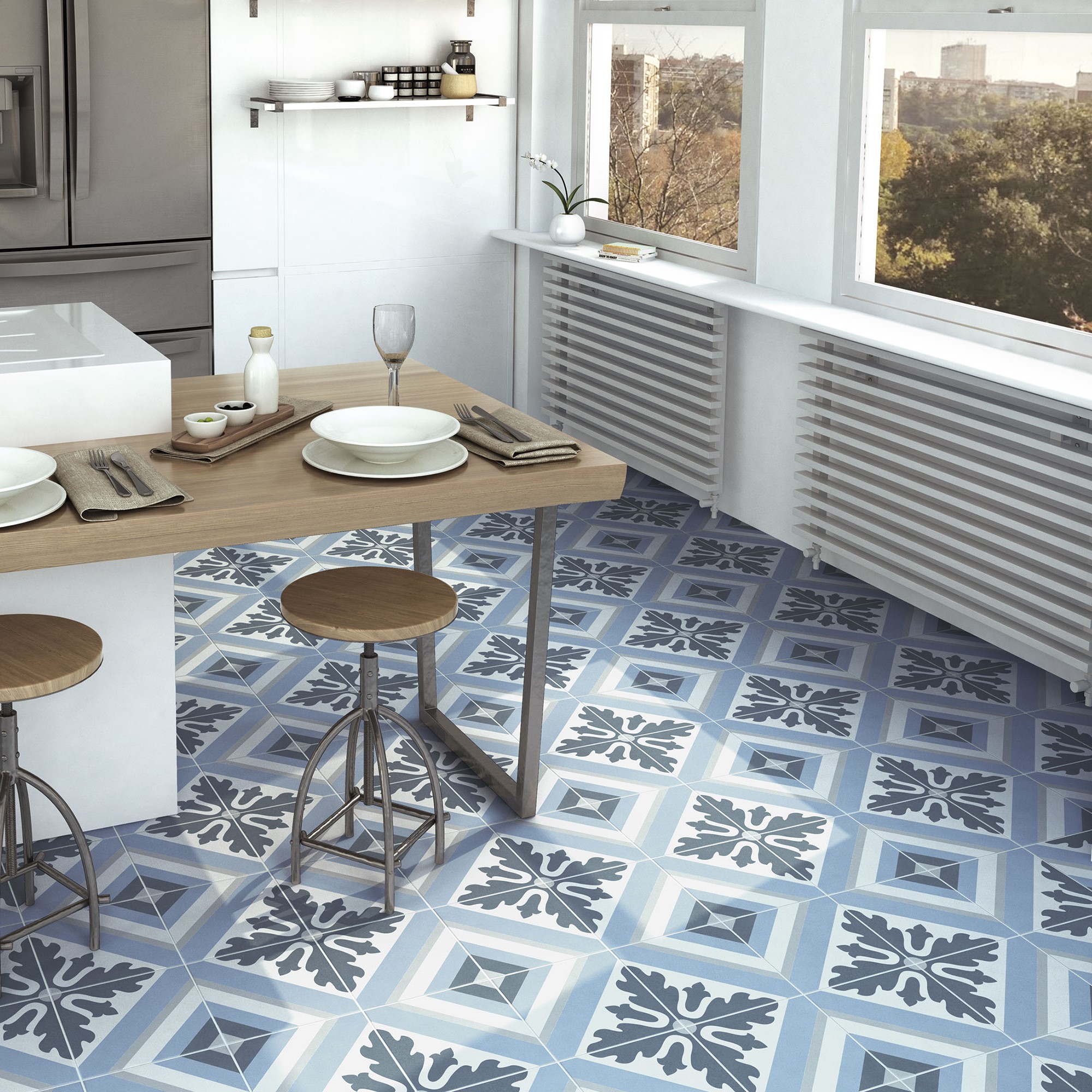 Premium Fliese In Betonoptik, Matt, Max Blue 20x20 Cm