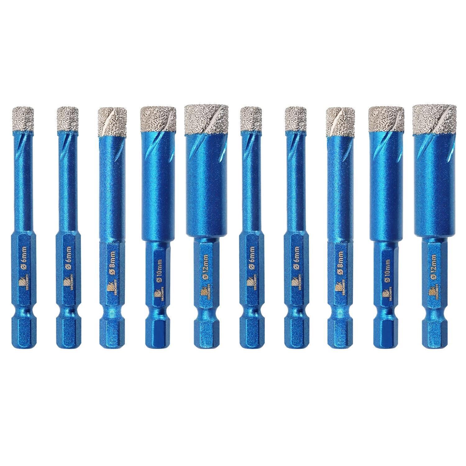 Diamantbohrer Set 10tlg. 6-12mm Für Fliesen, Keramik, Glas, Granit