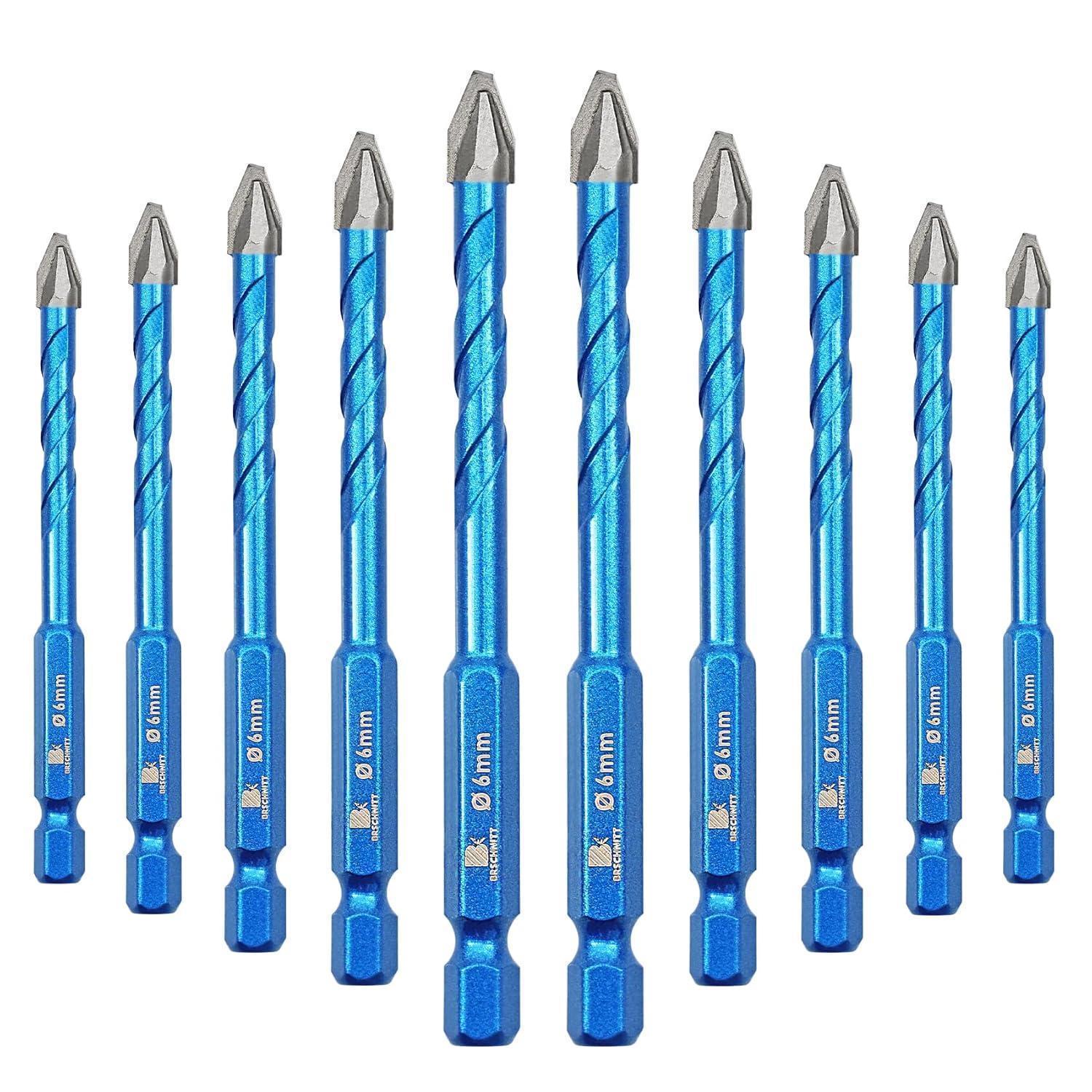 Exzenterbohrer Set 10 Stück 6mm Für Fliesen, Glas, Marmor, Beton