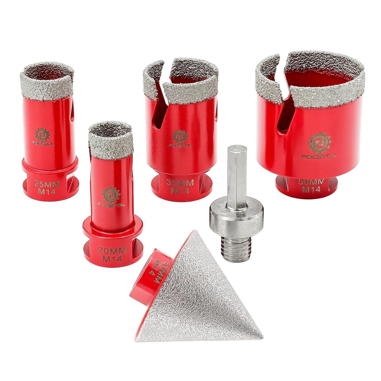 Diamant Fliesenbohrer Set 6tlg. Für Porzellan, Keramik, Marmor Mit Fasenbohrer