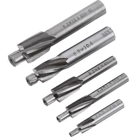 Anfasfräser, Endfräser, 5 Hss-stufenanfasbohrer, Anfasbohrer Für Metall, M3-m8 Nutbohrer-set, 4-schneidiger Bohrer Für Kupfer, Aluminium Und Stahl.
