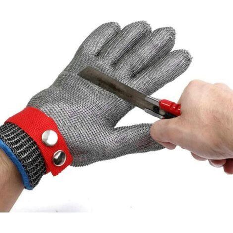 Schnittfeste Handschuhe, Gartenhandschuhe, Edelstahlgewebe, Schutzstufe 5, Arbeitshandschuhe Zum Fällen, Holzschnitzen, Schlachten (größe Xl)
