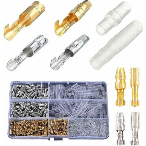 Messing-crimpverbinder-set, 360 Stück 3,9 Mm (männlich Und Weiblich), Motorrad-elektroverbinder, Runde Crimp-anschlüsse Mit Isolierhülsen.