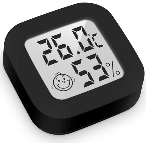Mini-hochpräzisions-digitalthermometer-hygrometer Für Den Innenbereich, Temperatur- Und Feuchtigkeitsmonitor Mit Komfortstufenanzeige (4,3 Cm X 4,3 Cm, Schwarz, 1 Stück)