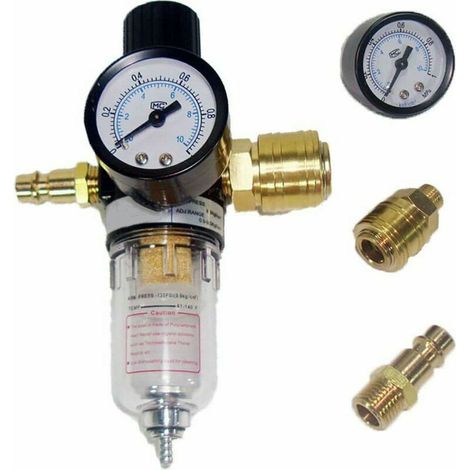 Druckluft-wartungseinheit – 1/4"-druckminderer – Monoblock-druckregler Für Druckluft Mit Wasserabscheider Und Deutschen Schnellkupplungen Für Kompressorfilter