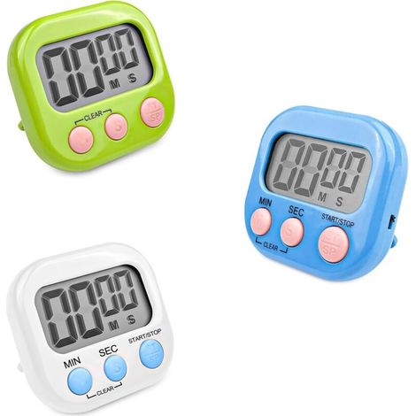 Dreifarbiger Magnetischer Küchentimer, Stoppuhr Mit Großem Lcd-bildschirm, Digitaler Stoppuhr Und Alarm, Countdown-timer Zum Kochen, Duschen Und Für Sport.