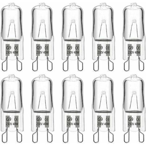 G9-halogenlampe, 40 W, 230 V, 480 Lm, 2900 K, Warmweiß, Dimmbar, G9-sockel, Für Kronleuchter, Gartenbeleuchtung, Wandleuchten Und Möbelbeleuchtung (10er-packung)