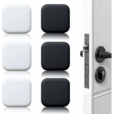 Großer, Wandmontierter Türstopper, 6er-set, Selbstklebender Gummitürstopper, Weiß/schwarz, 45 Mm X 45 Mm, Türgriffdämpfer, Wandmontierter Türstopper