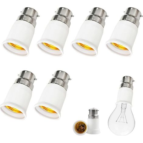 6-teiliger B22-auf-e27-adapter, Bajonett-auf-schraub-adapter, B22-auf-e27-bajonettsockel-konverter, 0-250 V, Für Led-, Glüh-, Halogen- Und Kompaktleuchtstofflampen.