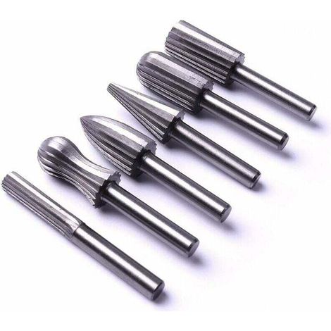 Set Aus 6 Rotierenden Stahlfeilen, 6 Mm Und 1/4", Zum Polieren Und Entgraten Von Metall, Kunststoff, Holz Und Stein.