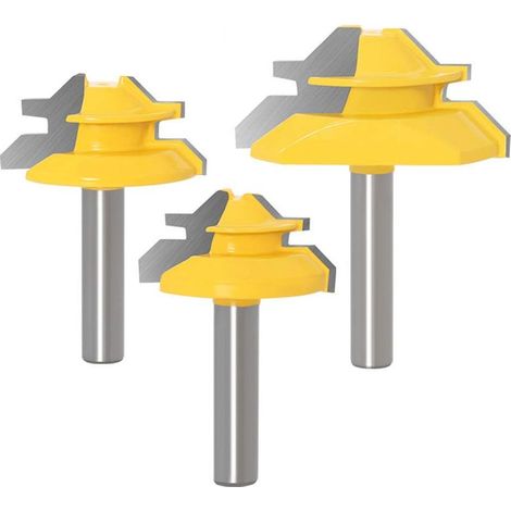 8-mm-schaft-nutfräser-set, 3-teiliges 45°-gehrungsfräser-set, 45°-zahnfräser-set Mit Arretierung, Für Heimwerkerarbeiten An Holz Und Möbeln
