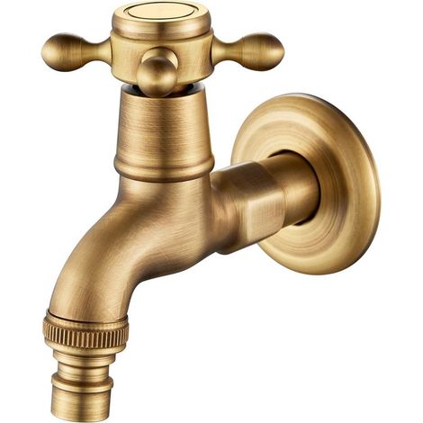 Antiker Gartenwasserhahn Aus Messing, Für Waschmaschine, Garten, Außenbereich, Badezimmer, Küche, G1/2 (nur Kaltwasser)