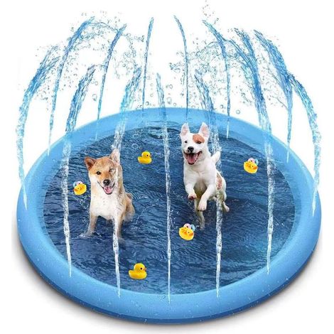 Hundepool, 100 Cm Große Wasserspielmatte Für Kinder, Spritzfest, Verdickt Und Rutschfest, Ideal Für Garten Und Terrasse – Sommerspielzeug