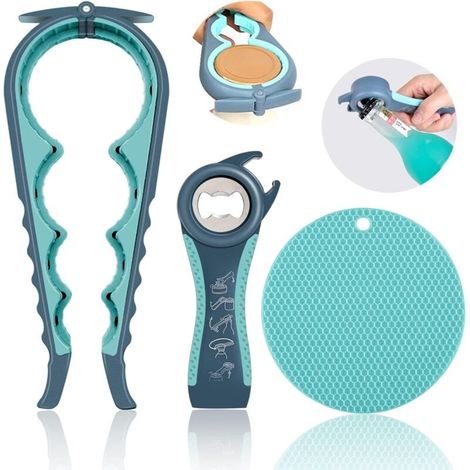 5-in-1-flaschenöffner Aus Gummi Für Senioren Mit Eingeschränkter Handkraft, 4-in-1-flaschenöffner Und Glasöffner Für Senioren, Kinder Und Menschen Mit Behinderungen