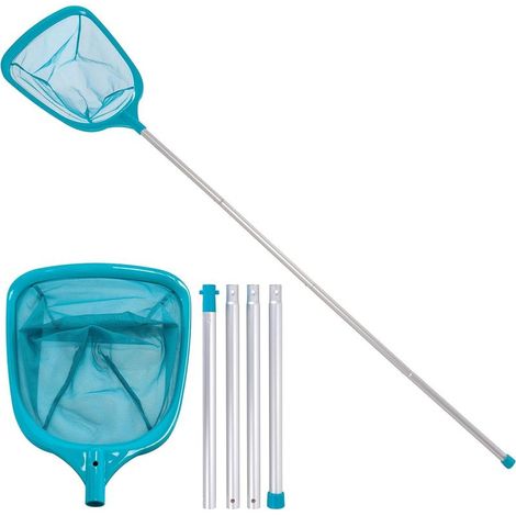 150 Cm Großer Pool-skimmer Mit Stange, Feinmaschiges Pool-laubreinigungsnetz Mit 4 Aluminiumstangen Zur Reinigung Von Gartenteichen, Springbrunnen, Whirlpools Und Aquarien