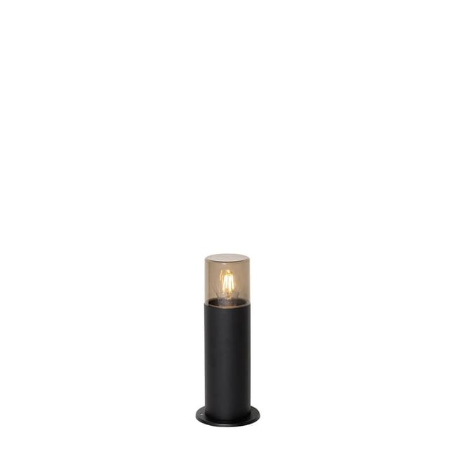 Qazqa - Stehende Außenleuchte schwarz mit Rauchschirm 30 cm IP44 - Odense