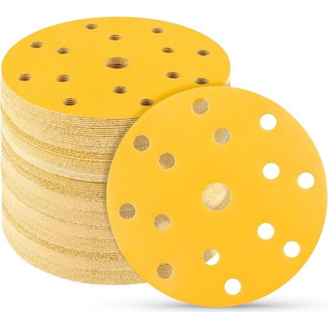 50 Runde Schleifscheiben (150 Mm Durchmesser), Körnung P400, 15 Löcher, Ideal Zum Schleifen, Polieren Und Entrosten, Rund Und Exzentrisch.