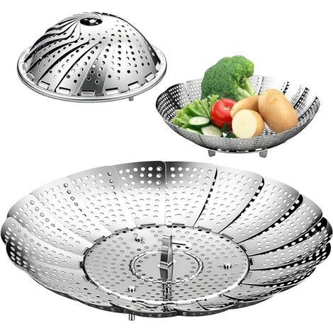 Zusammenklappbarer Dampfkorb Aus Edelstahl (14-22 Cm), Dampfgarzubehör, Ideal Zum Garen Von Gemüse, Lebensmitteln Oder Obst, Geeignet Für Alle Arten Des Kochens.