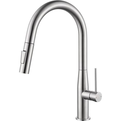 Cecipa Küchenarmatur Mit Hohem Auslauf Und Ausziehbrause, 360° Drehbare Küchenarmatur Mit Ausziehbrause, 40 % Wassersparender Sprudelstrahl, Einfache Installation, Edelstahl 304