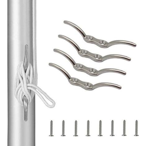 Set Mit 4 Bootsklampen (10 Cm) - Festmacherklampen - Klampenhaken - Bootsfestmacherzubehör - Bootshaken Für Fahnenmasten