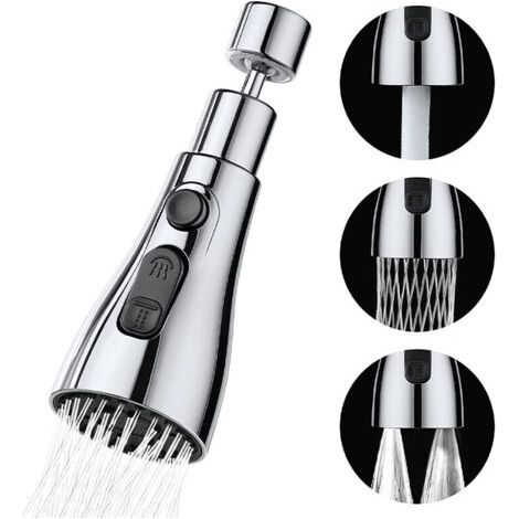 Küchenbrausekopf Mit 3 Modi: 360-grad-schwenkdüse, Wasserhahnkopf, Spülbeckenbrause, Küchenarmaturverlängerung (silber).