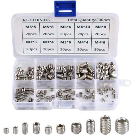 Satz Mit 200 Edelstahl-innensechskantschrauben, Professionelle Metrische Metallverschraubungen M3 M4 M5 M6 M8