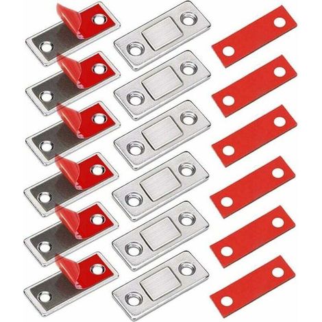 Set Mit 6 Ultradünnen Magnetverschlüssen Für Schranktüren, Klebeverschlüsse Für Möbel, Starke Magnete Für Schiebetüren, Schubladen, Fenster Und Schränke.