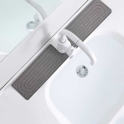 Küchenarmatur-abdeckmatte (60 × 10 Cm) Küchenarmatur-abdeckmatte Küchenarmatur-abdeckmatte Abtropfmatte Für Die Spüle Spritzschutz Für Die Spüle Küchenarmatur-abdeckmatte Saugfähig Steingrau